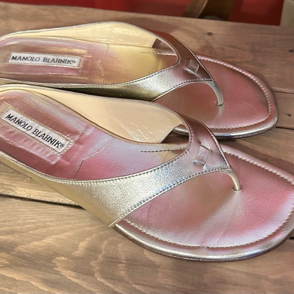 Manolo Blahnik Metallic Sandals